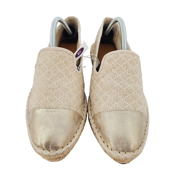 Universal Thread Shoes - Universal Thread Carly Cream Gold Metallic Cap Toe Espadrille Loafers Womens 11